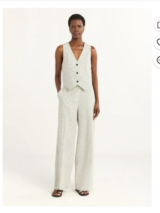 Scoop Pants - Scoop Linen Blend V-Neck Button Vest and Matching Pants, Small